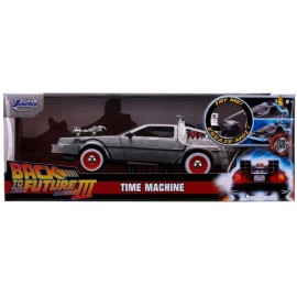 Réplique Retour Vers le Futur 3 - DeLorean Time Machine Hollywood Rides 1/24 métal