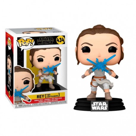 Figurine Star Wars - Rey Two Lightsabers Pop 10cm